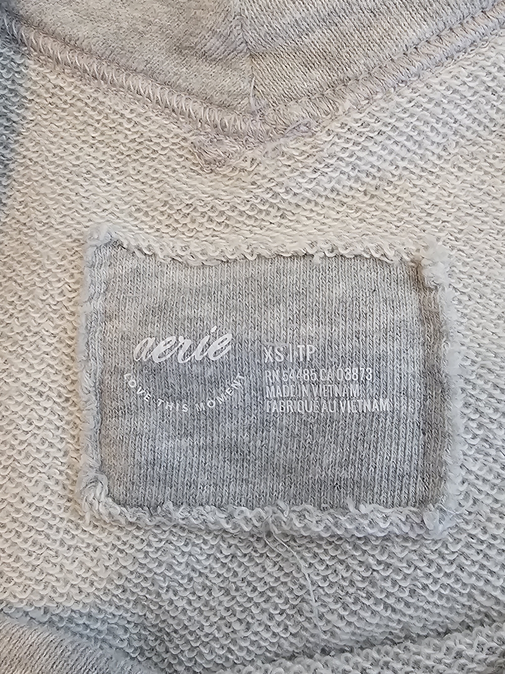 aerie Light Grey V-Neck Sweatshirt w/ 'Good Energy' Graphic Womens XS Oversized - Picture 11 of 11